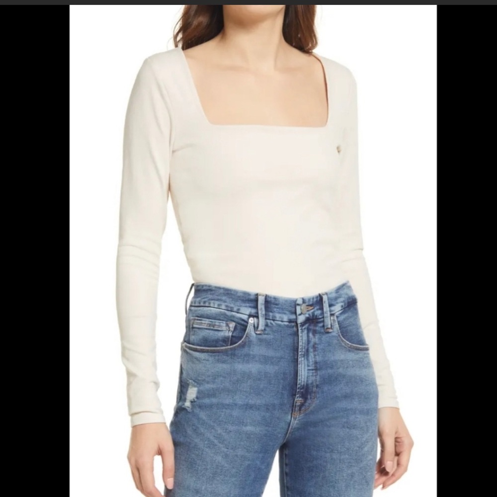 NWT Good American Square Neck long Sleeve Top L